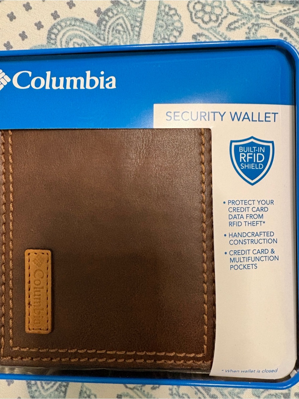 Columbia Brown Leather RFID Security Wallet